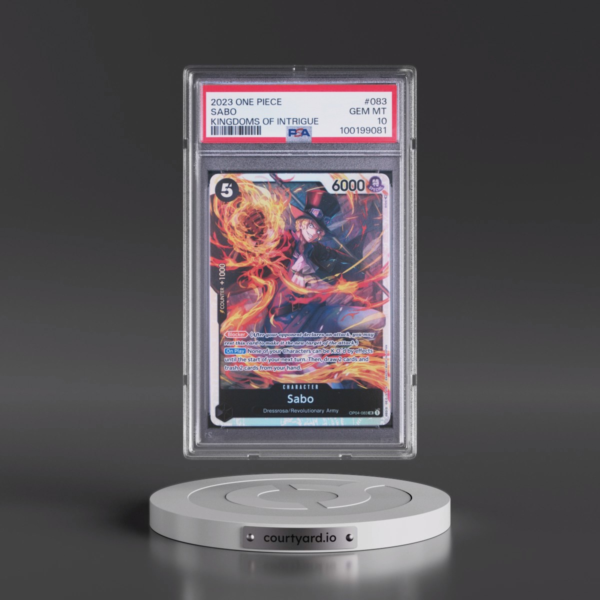 2023 One Piece OP04-Kingdoms of Intrigue #083 Sabo (PSA 10 GEM MINT)