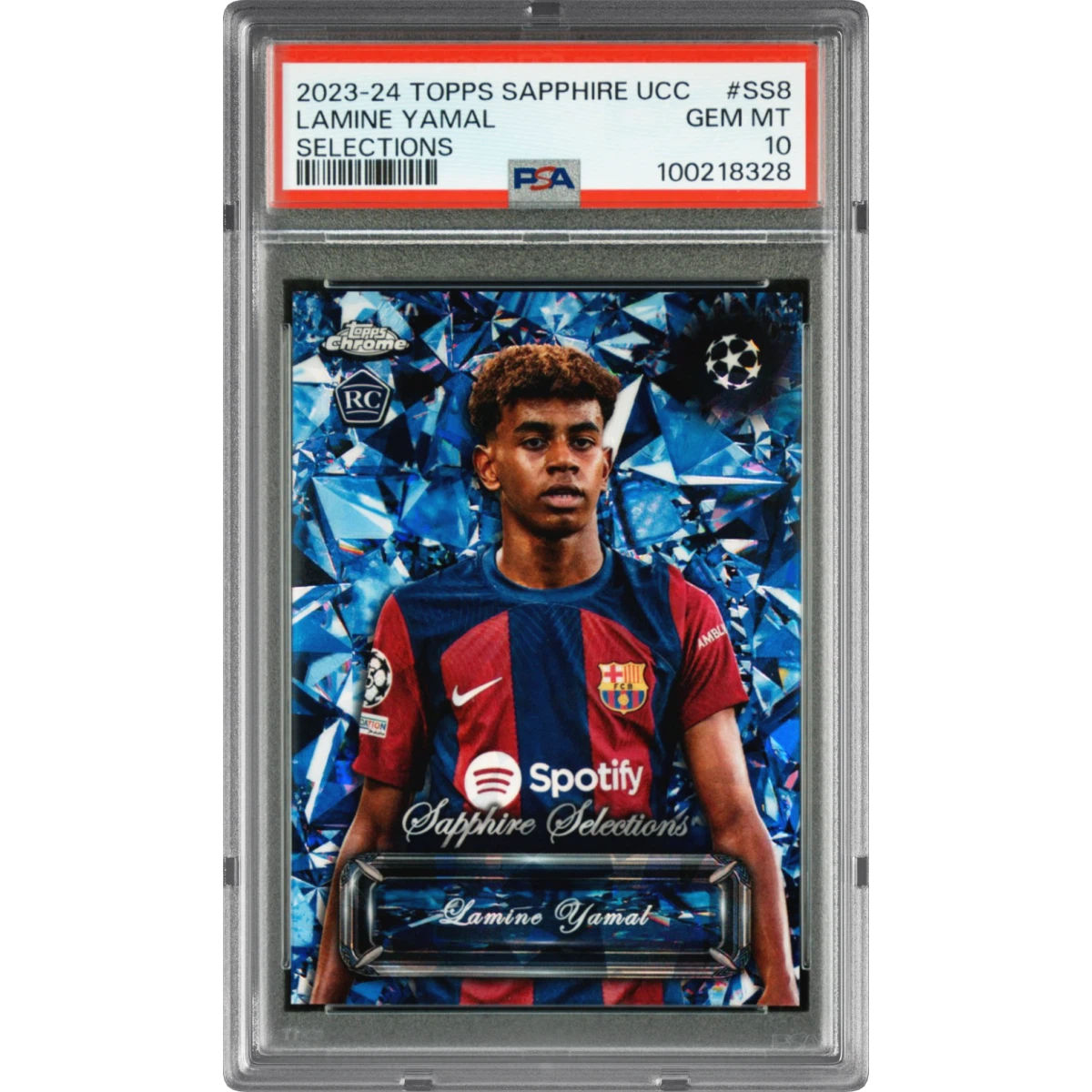 2023-24 Topps Chrome Sapphire Edition UEFA Club Competitions Sapphire Selections #SS8 Lamine Yamal, PSA 10