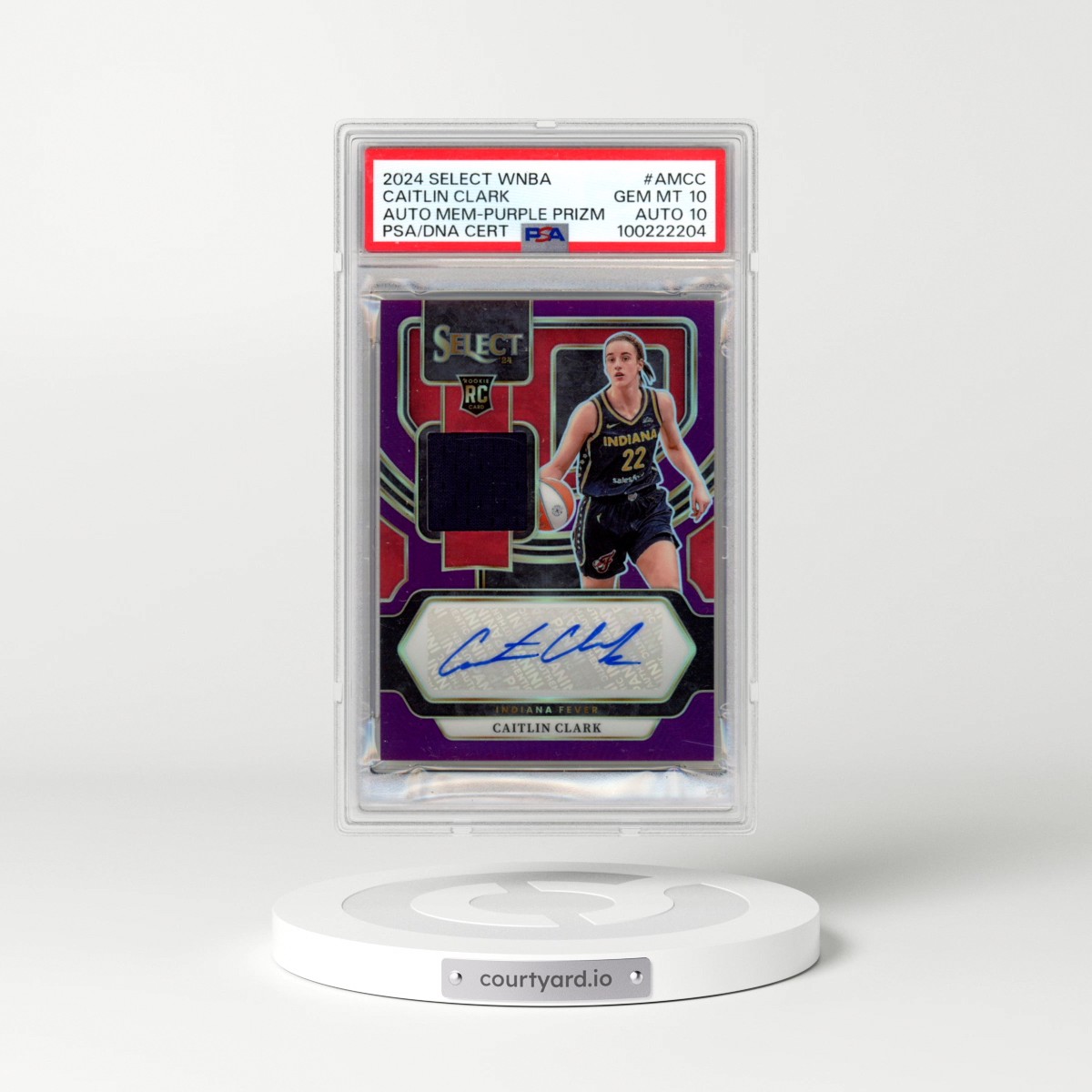 2024 Panini Select WNBA Autographed Memorabilia #AMCC Caitlin Clark - Purple Prizm (PSA 10 GEM MINT)