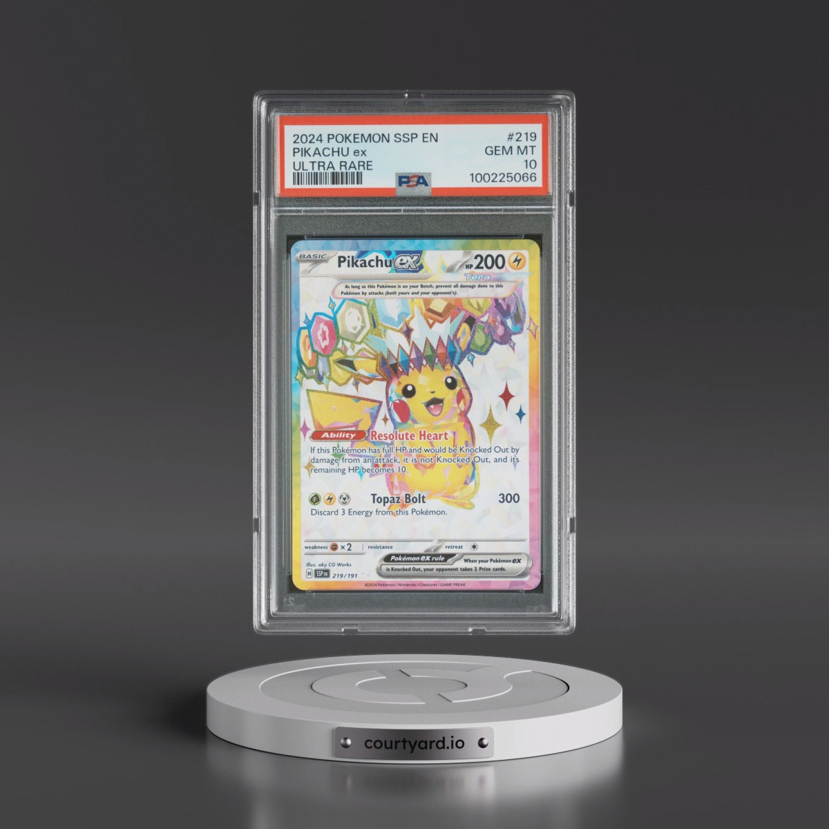 2024 Pokémon Ssp EN-Surging Sparks #219 Pikachu EX - Holo Ultra Rare (PSA 10 GEM MINT)