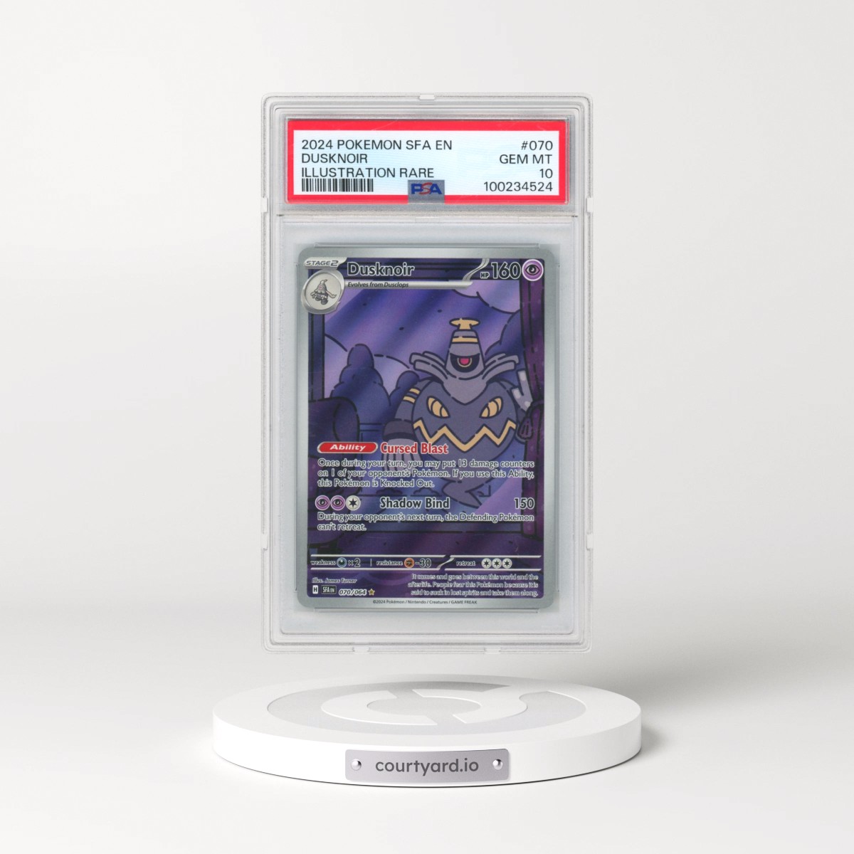 2024 Pokémon Sfa EN-Shrouded Fable #070 Dusknoir - Illustration Rare (PSA 10 GEM MINT)