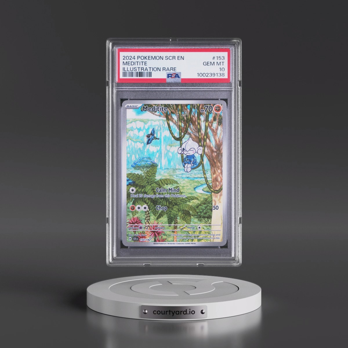2024 Pokémon Scr EN-Stellar Crown #153 Meditite - Illustration Rare (PSA 10 GEM MINT)
