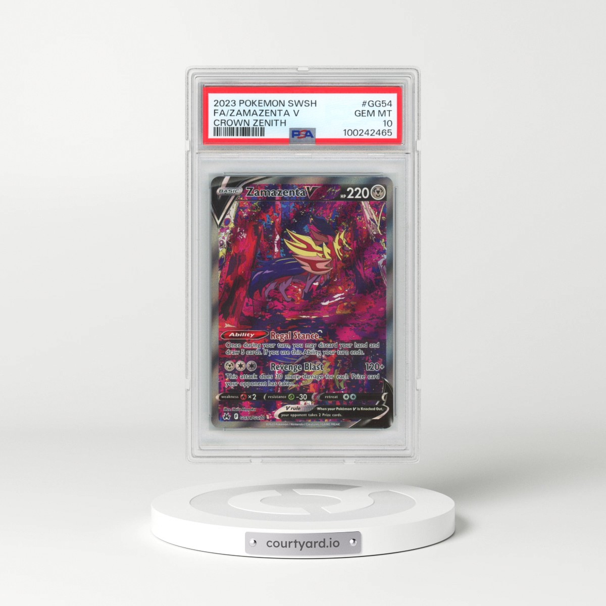 2023 Pokémon Sword and Shield Crown Zenith #GG54 Zamazenta V - Holo Full Art (PSA 10 GEM MINT)
