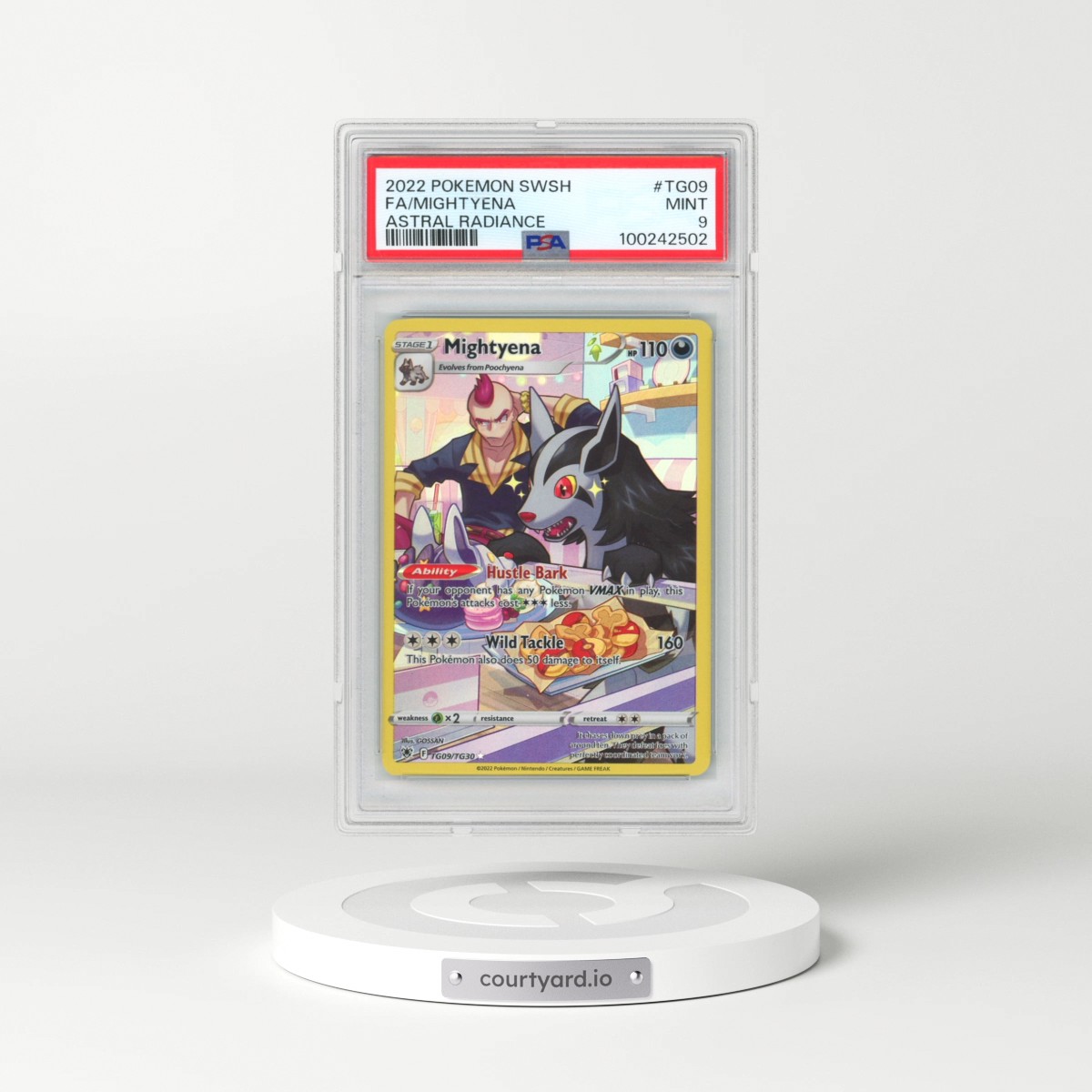 2022 Pokémon Sword & Shield Astral Radiance #TG09 Mightyena - Full Art (PSA 9 MINT)