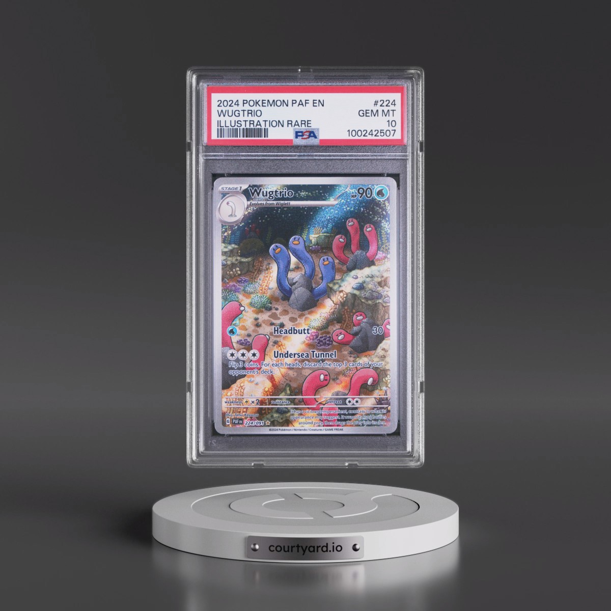 2024 Pokémon Paf EN-Paldean Fates #224 Wugtrio - Illustration Rare (PSA 10 GEM MINT)