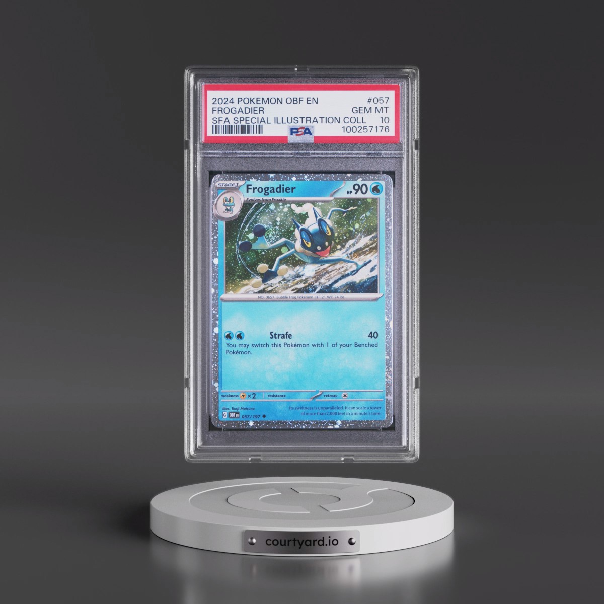 2024 Pokémon Obf EN-Obsidian Flames #057 Frogadier - Shrouded Fable Special Illustration Collection (PSA 10 GEM MINT)