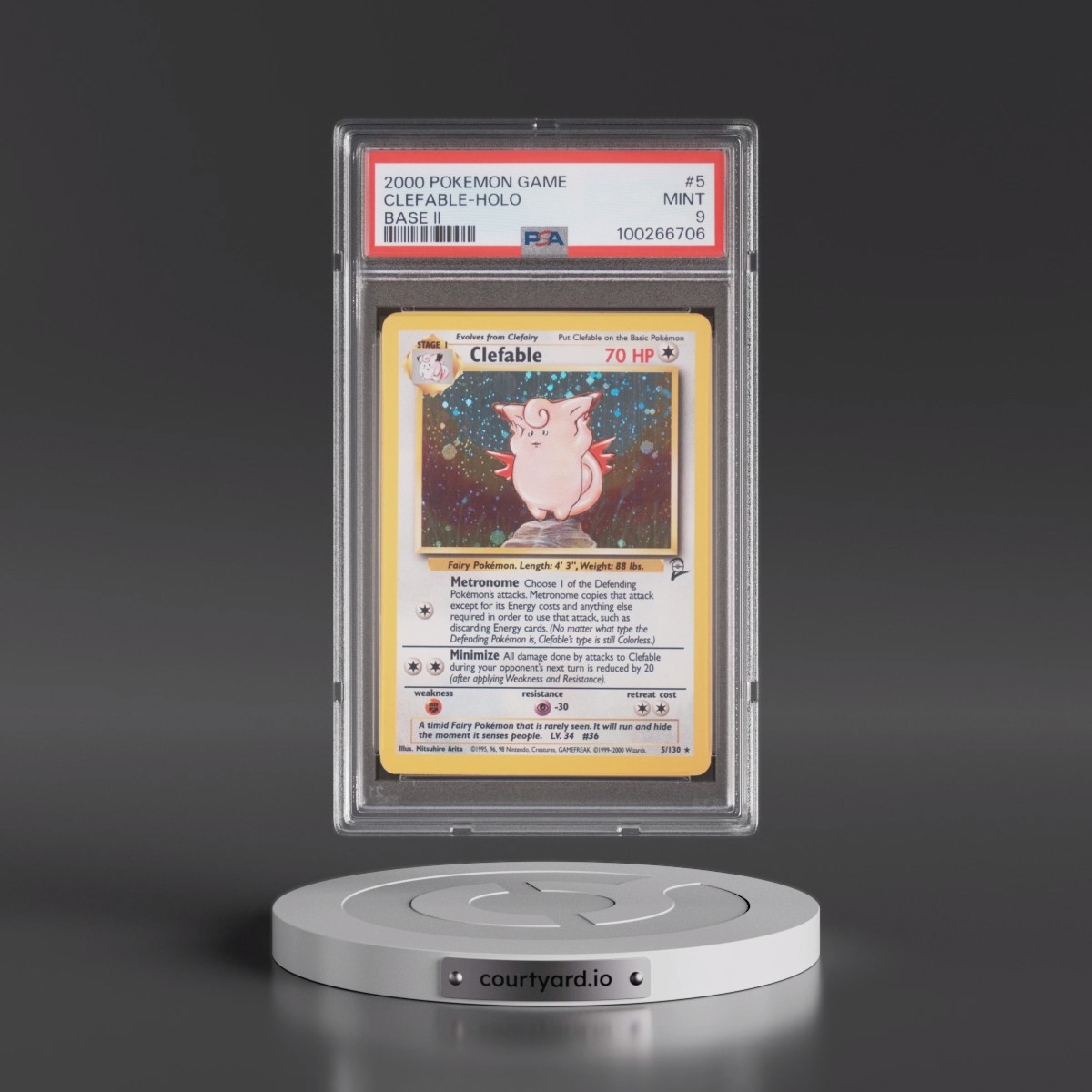 2000 Pokémon Game Base II #5 Clefable - Holo (PSA 9 MINT)