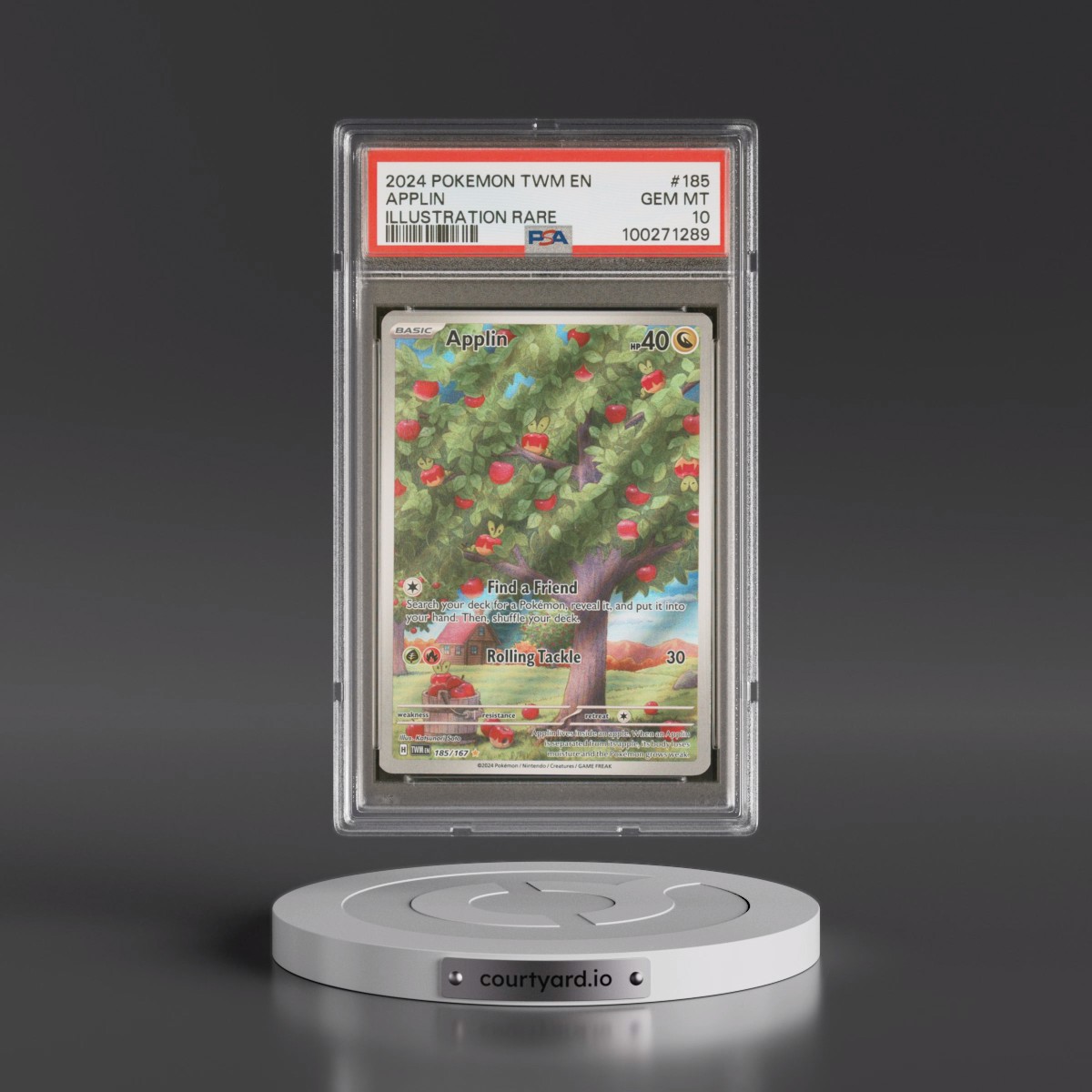 2024 Pokémon Twm EN-Twilight Masquerade #185 Applin - Illustration Rare (PSA 10 GEM MINT)