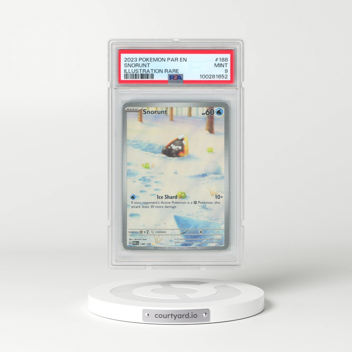 2023 Pokémon Par EN-Paradox Rift #188 Snorunt - Illustration Rare (PSA 9 MINT)