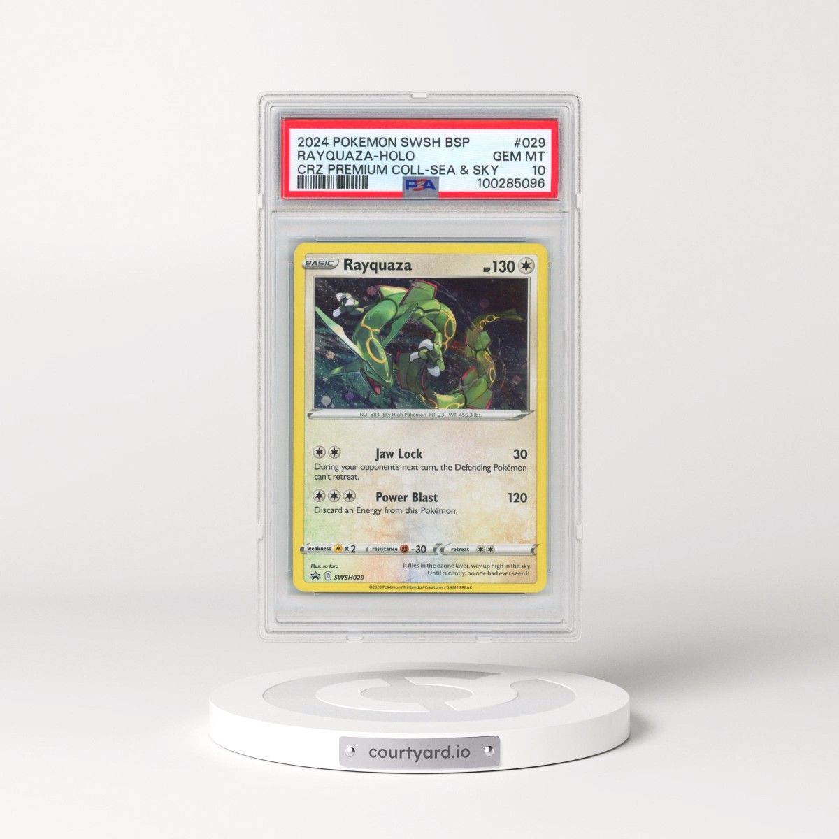 2024 Pokémon Swsh Black Star Promo #029 Rayquaza - Holo Crown Zenith Premium Collection Sea & Sky (PSA 10 GEM MINT)