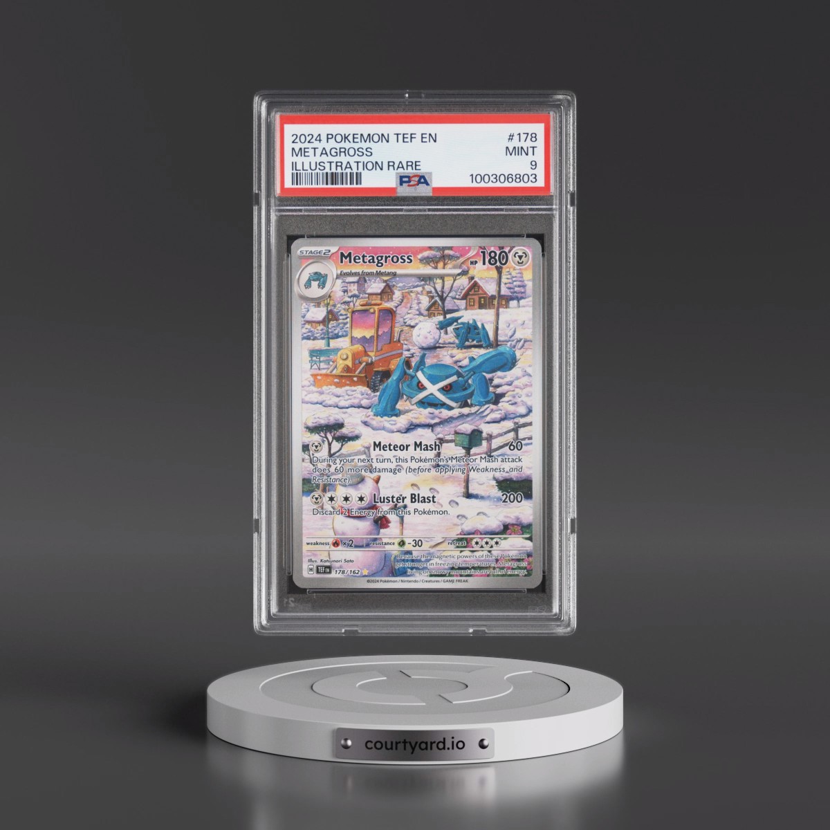 2024 Pokémon Tef EN-Temporal Forces #178 Metagross - Illustration Rare (PSA 9 MINT)