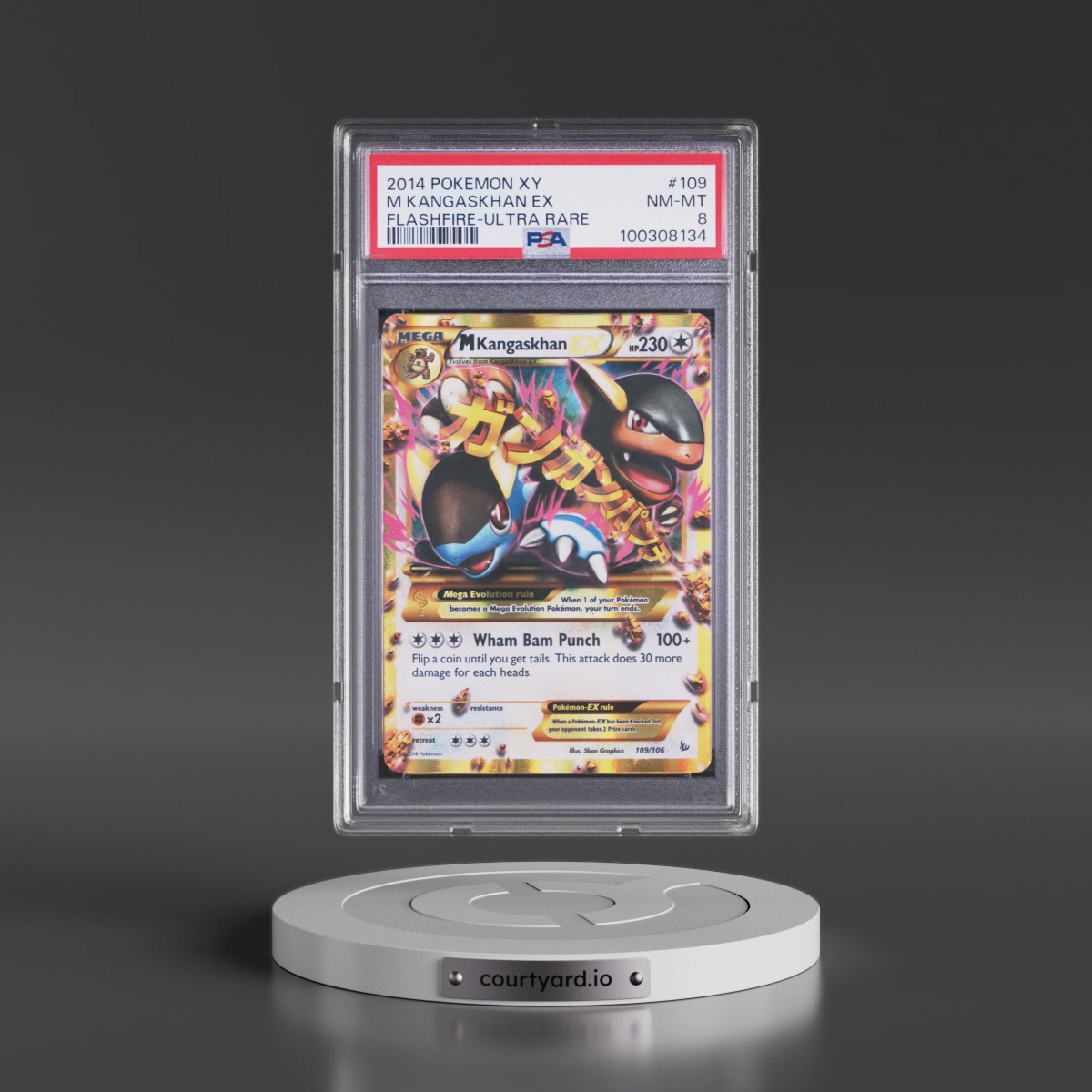 2014 Pokémon XY Flashfire #109 M Kangaskhan EX - Holo Ultra Rare (PSA 8 NM-MT)