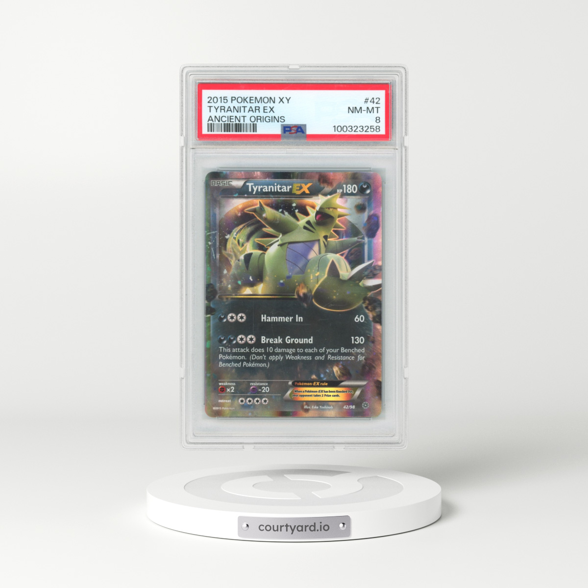 2015 Pokémon XY Ancient Origins #42 Tyranitar EX - Holo (PSA 8 NM-MT)