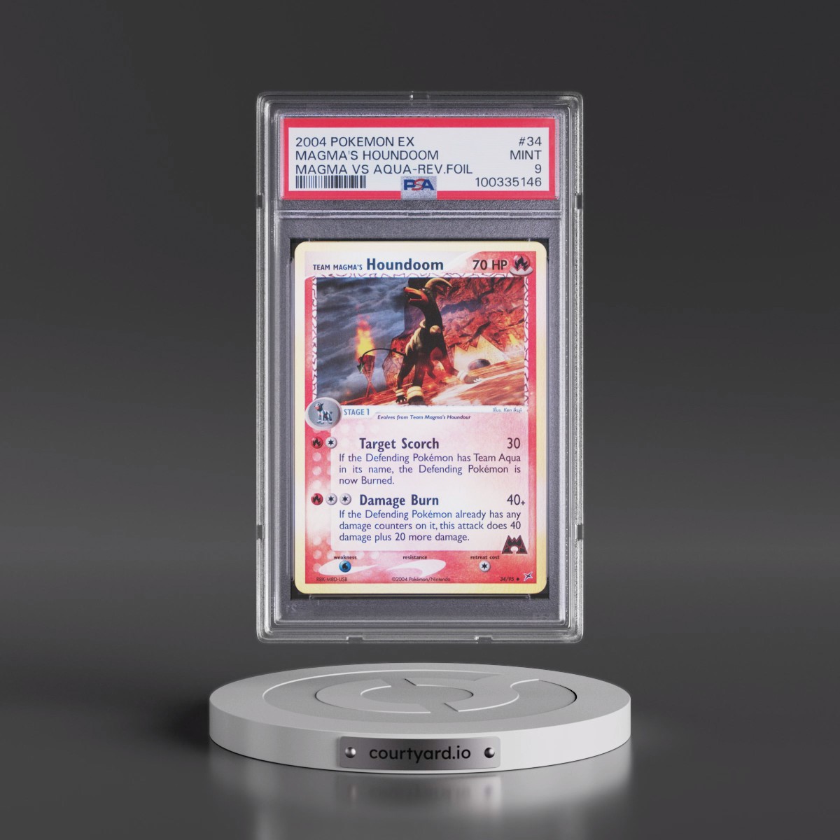 2004 Pokémon EX Team Magma VS Team Aqua #34 Team Magma's Houndoom - Reverse Foil (PSA 9 MINT)