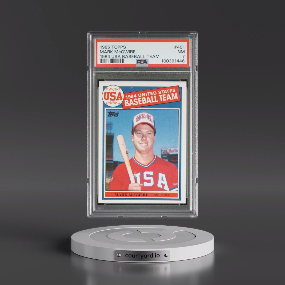 1985 Topps #401 Mark McGwire - 1984 USA Baseball Team (PSA 7 NM)
