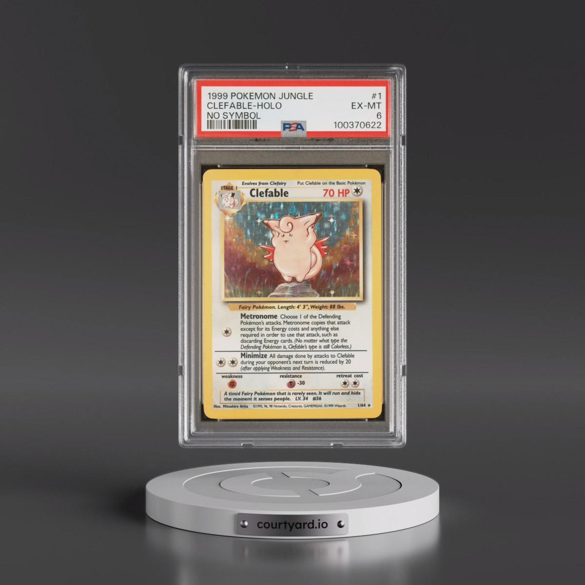 1999 Pokémon Jungle #1 Clefable - Holo No Symbol (PSA 6 EX-MT)