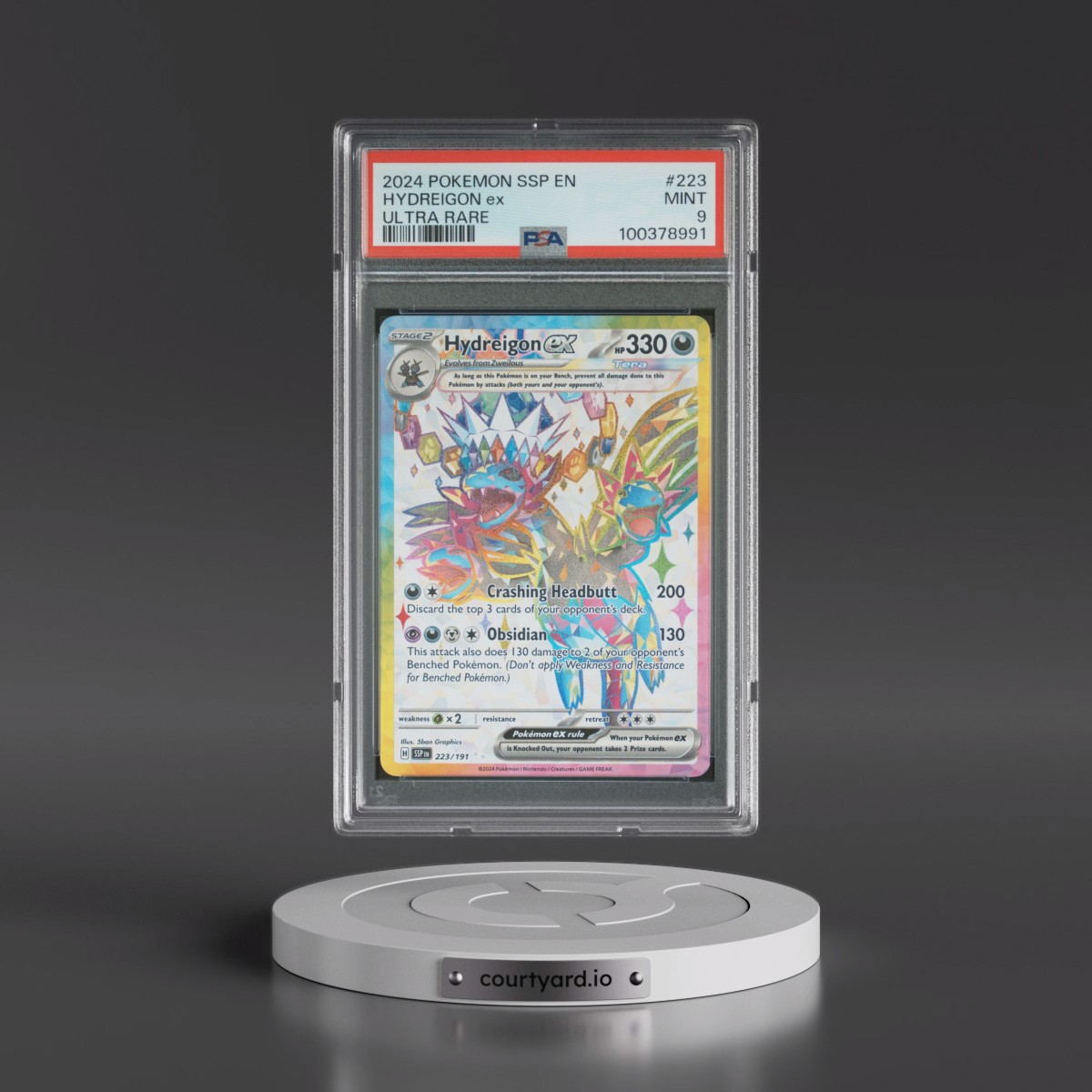 2024 Pokémon Ssp EN-Surging Sparks #223 Hydreigon EX - Holo Ultra Rare (PSA 9 MINT)