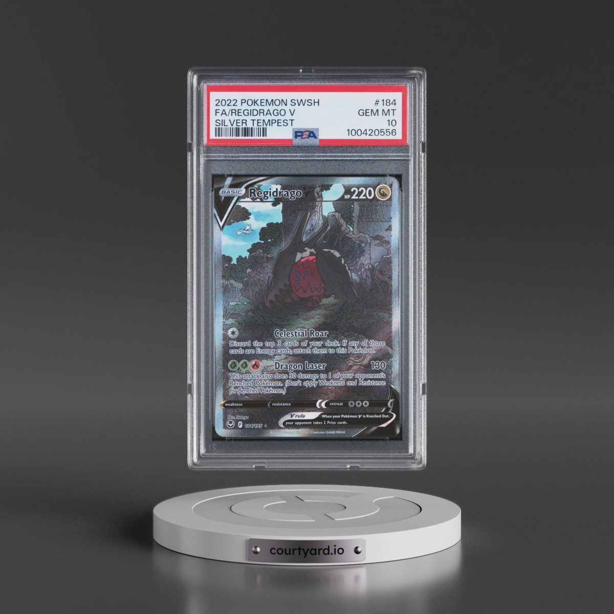 2022 Pokémon Sword & Shield Silver Tempest #184 Regidrago V - Holo Full Art (PSA 10 GEM MINT)