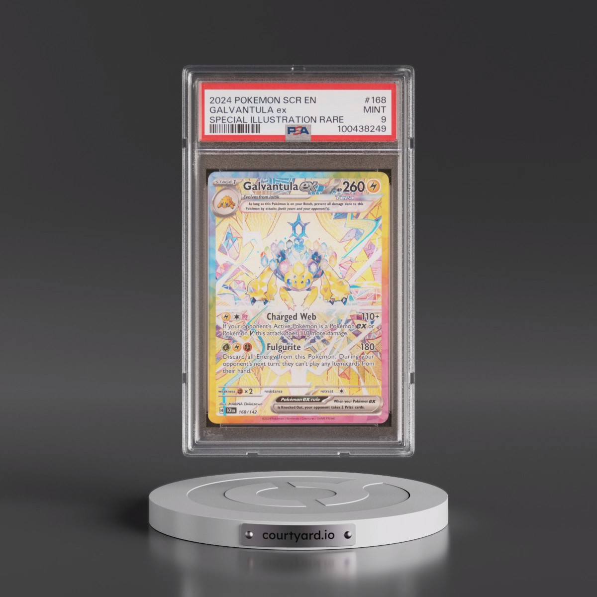 2024 Pokémon Scr EN-Stellar Crown #168 Galvantula EX - Holo Special Illustration Rare (PSA 9 MINT)