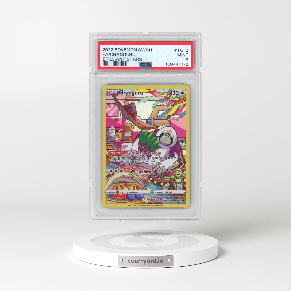 2022 Pokémon Sword & Shield Brilliant Stars #TG12 Oranguru - Full Art (PSA 9 MINT)