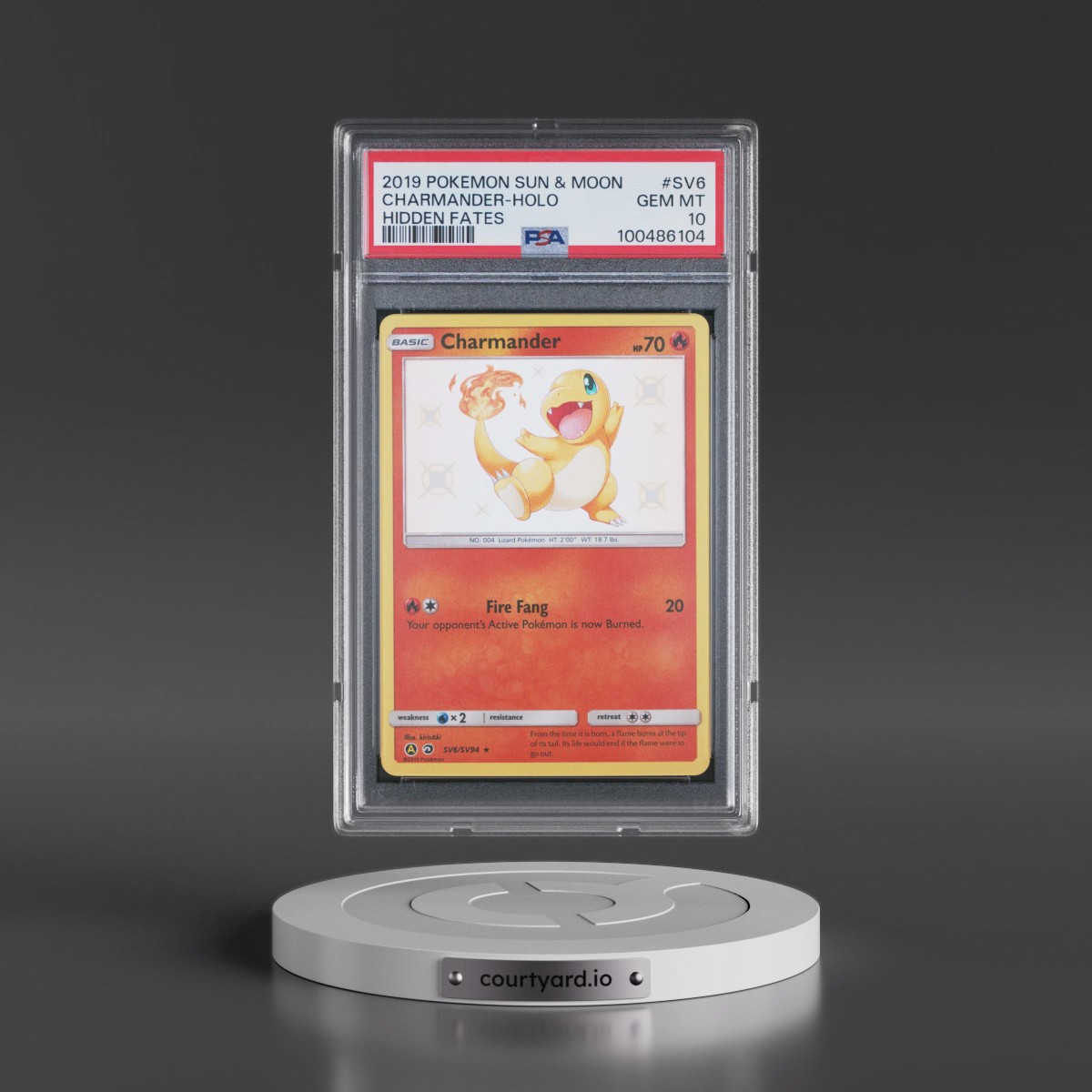 2019 Pokémon Sun & Moon Hidden Fates #SV6 Charmander - Holo (PSA 10 GEM MINT)