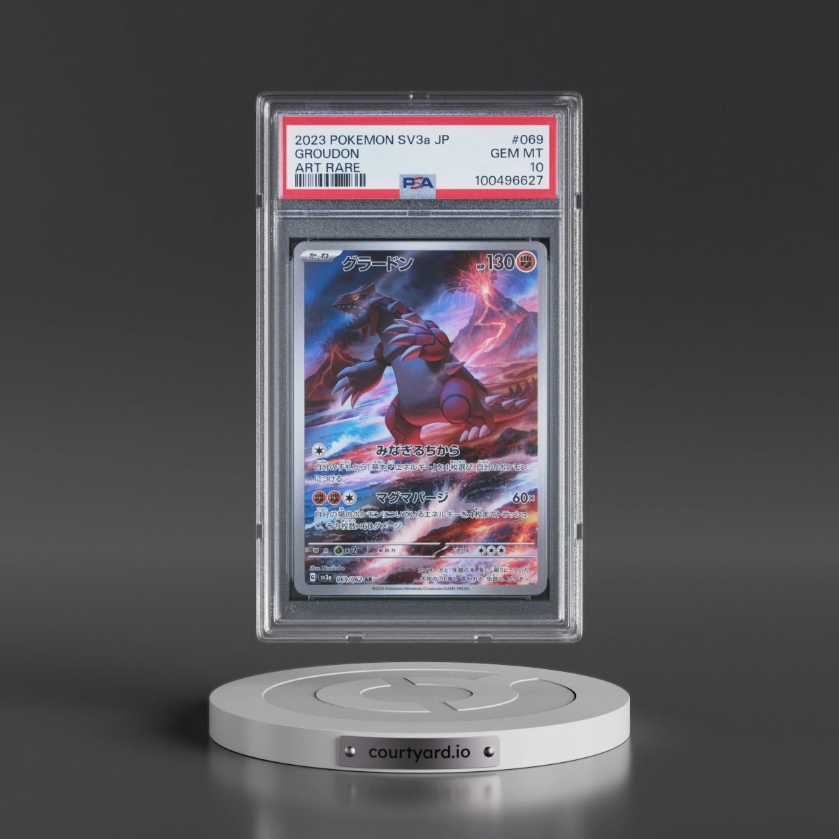 2023 Pokémon Sv3a-Raging Surf #069 Groudon - Art Rare (PSA 10 GEM MINT)