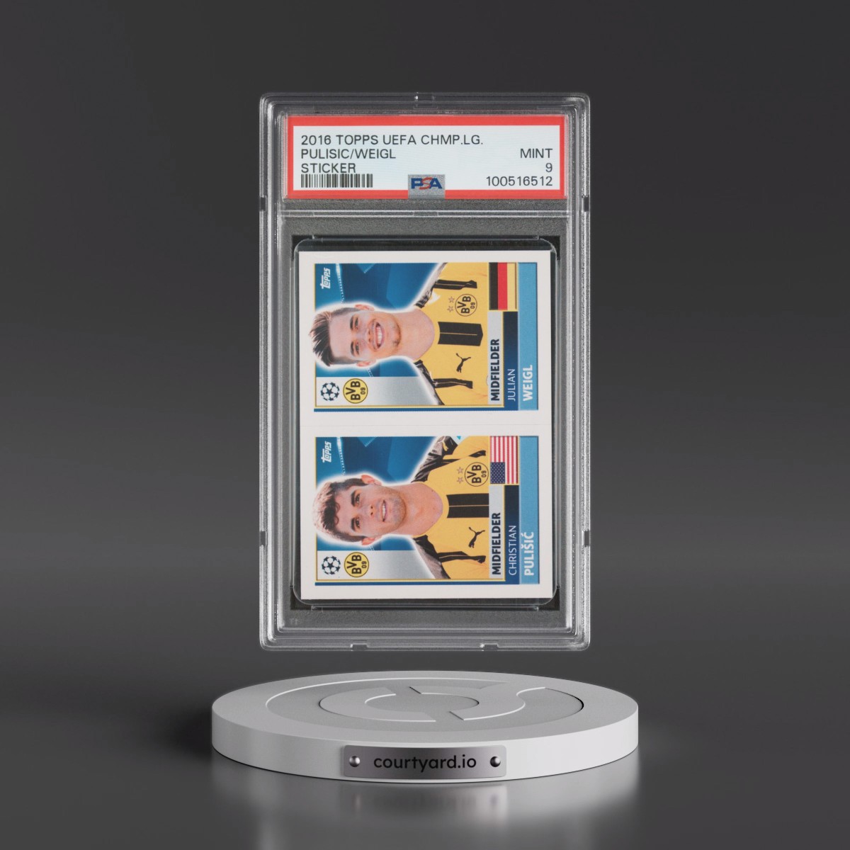 2016 Topps UEFA Champions League Sticker #DOR12 Christian Pulisic/Julian Weigl (PSA 9 MINT)