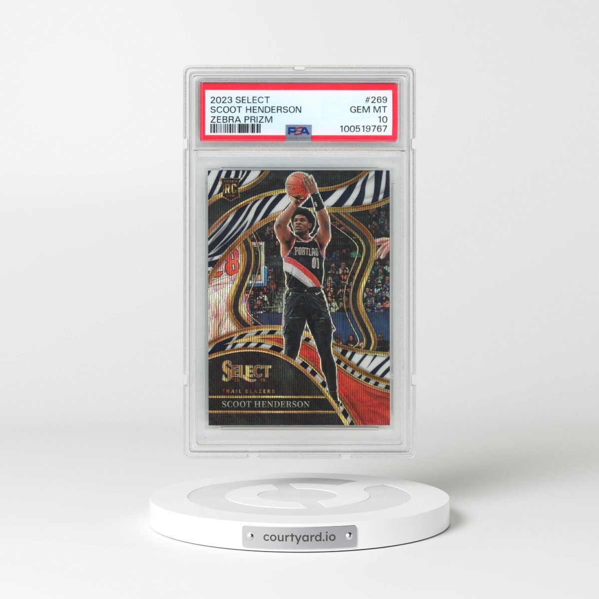 2023 Panini Select #269 Scoot Henderson - Zebra Prizm (PSA 10 GEM MINT)