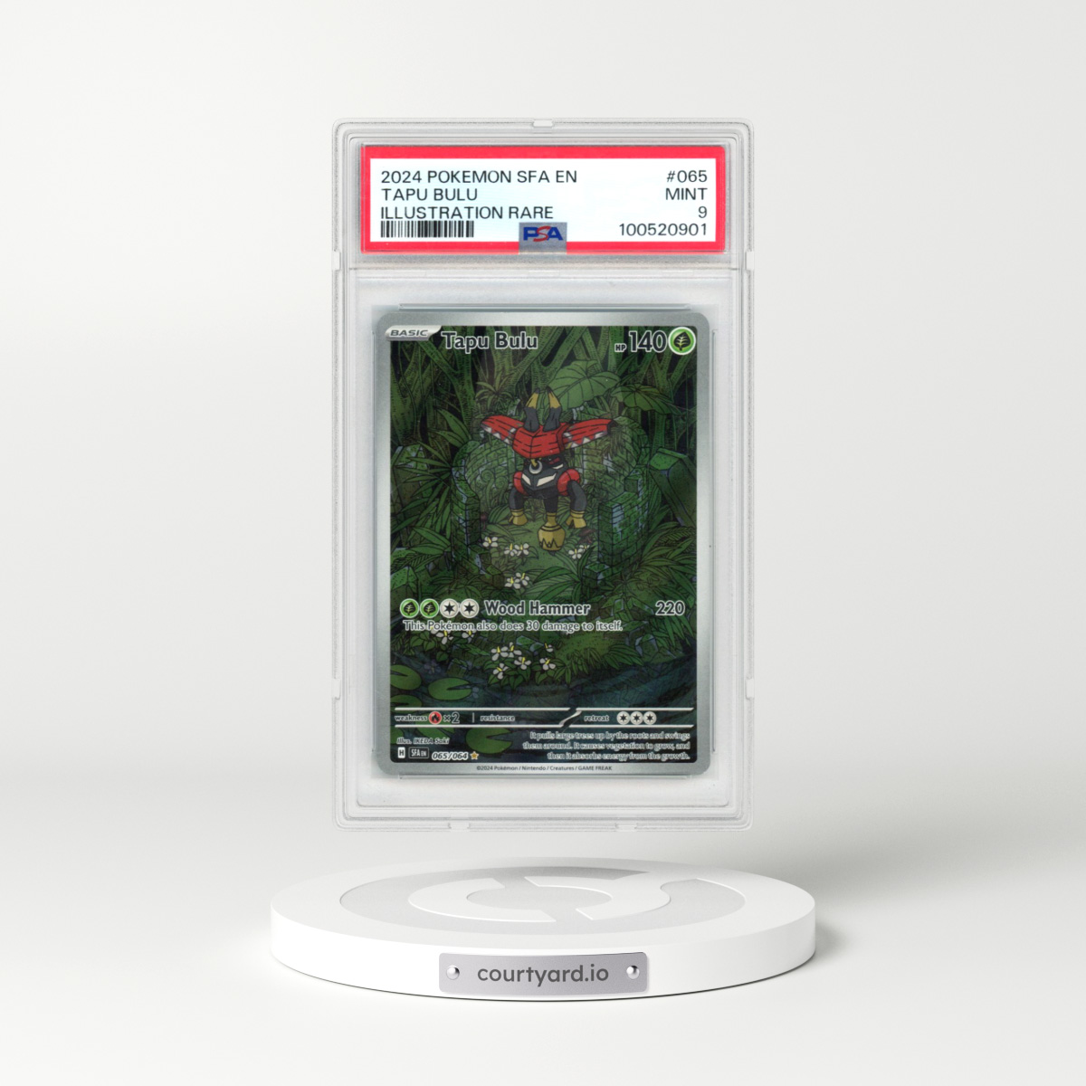 2024 Pokémon Sfa EN-Shrouded Fable #065 Tapu Bulu - Illustration Rare (PSA 9 MINT)