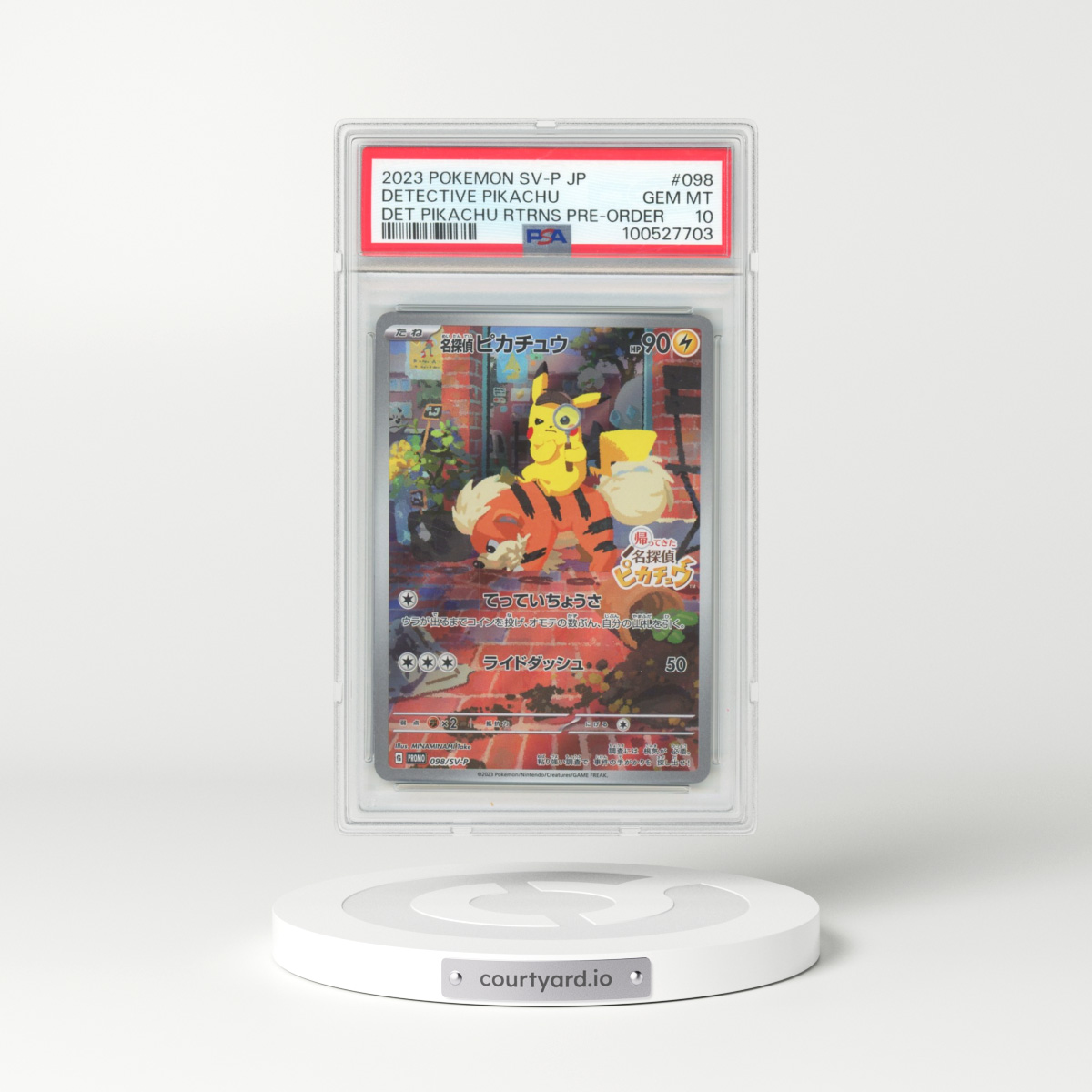 2023 Pokémon SV-P Promo #098 Detective Pikachu - Detective Pikachu Returns Pre-Order (PSA 10 GEM MINT)