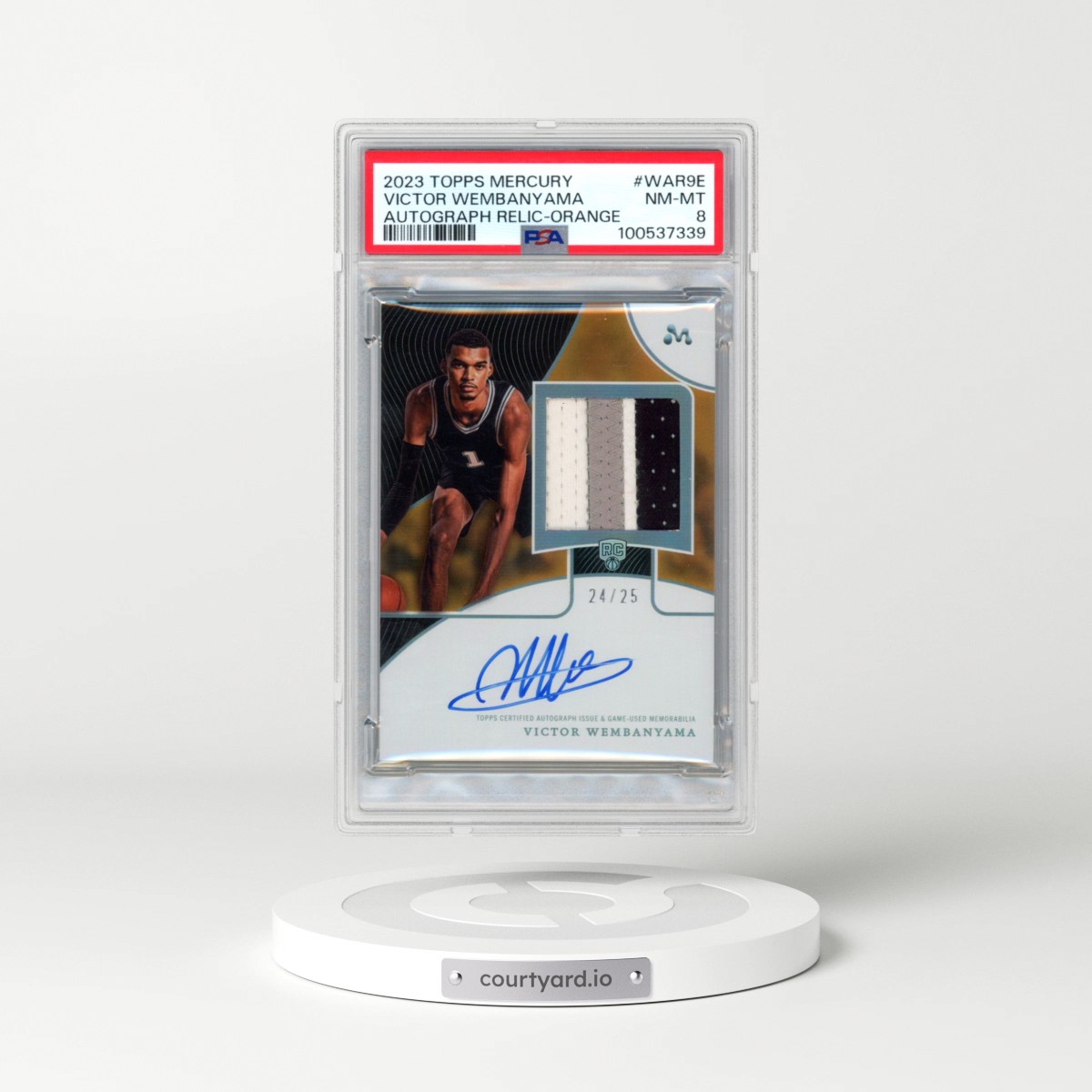 2023 Topps Mercury: Victor Wembanyama Autograph Relics #WAR9E Victor Wembanyama - Orange (PSA 8 NM-MT)
