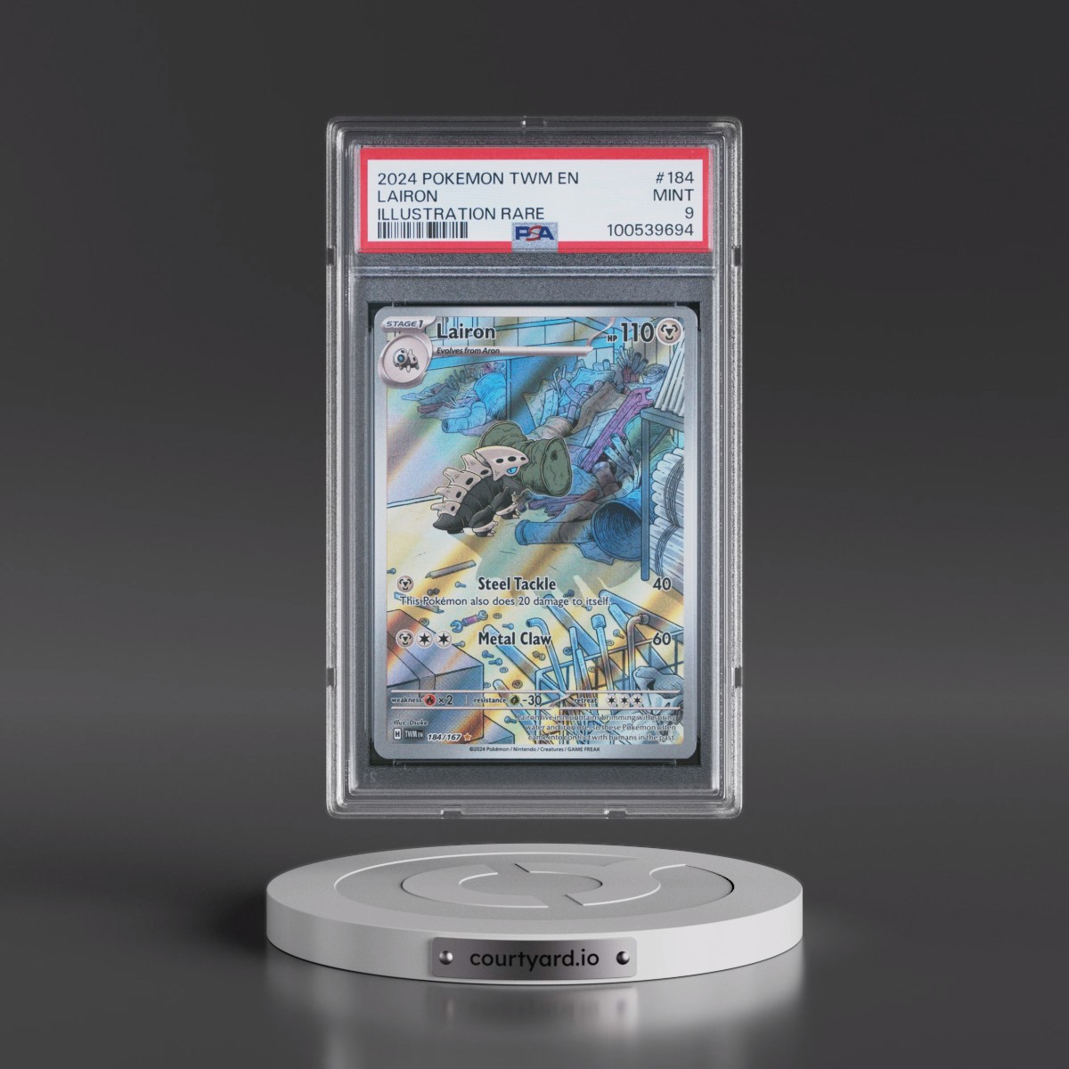 2024 Pokémon Twm EN-Twilight Masquerade #184 Lairon - Illustration Rare (PSA 9 MINT)