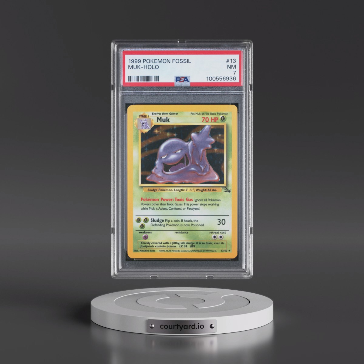 1999 Pokémon Fossil #13 Muk - Holo (PSA 7 NM)