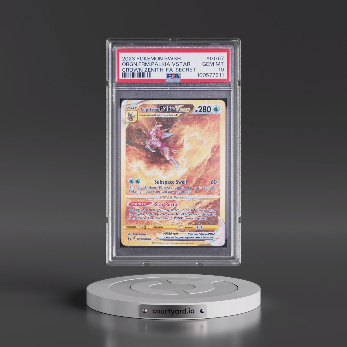 2023 Pokémon Sword and Shield Crown Zenith #GG67 Origin Forme Palkia Vstar - Full Art Secret (PSA 10 GEM MINT)