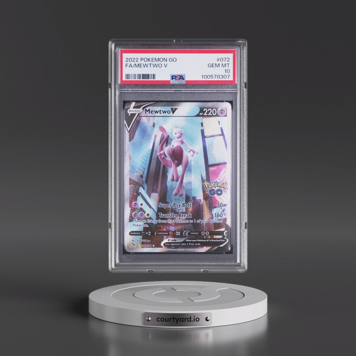 2022 Pokémon Go #072 Mewtwo V - Holo Full Art (PSA 10 GEM MINT)