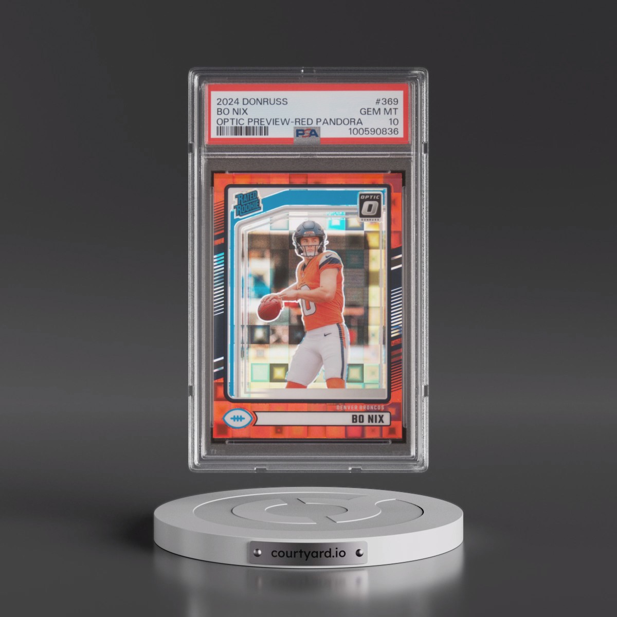 2024 Panini Donruss #369 Bo Nix - Optic Preview-Red Pandora (PSA 10 GEM MINT)