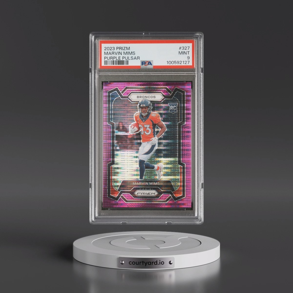 2023 Panini Prizm Marvin Mims - Purple Pulsar #327 PSA 9