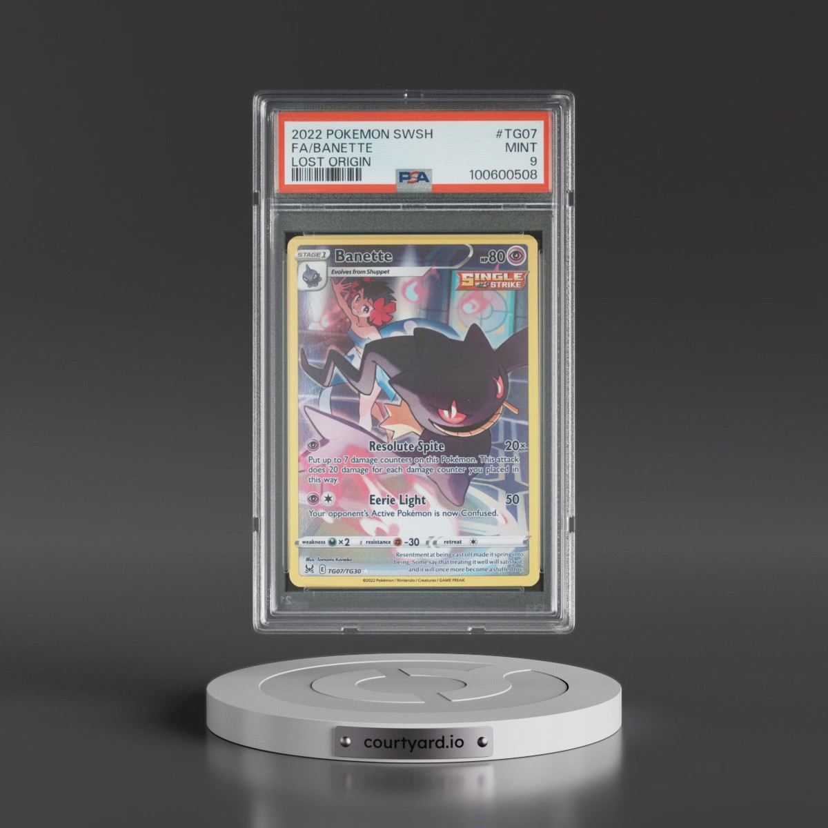 2022 Pokémon Sword & Shield Lost Origin #TG07 Banette - Full Art (PSA 9 MINT)