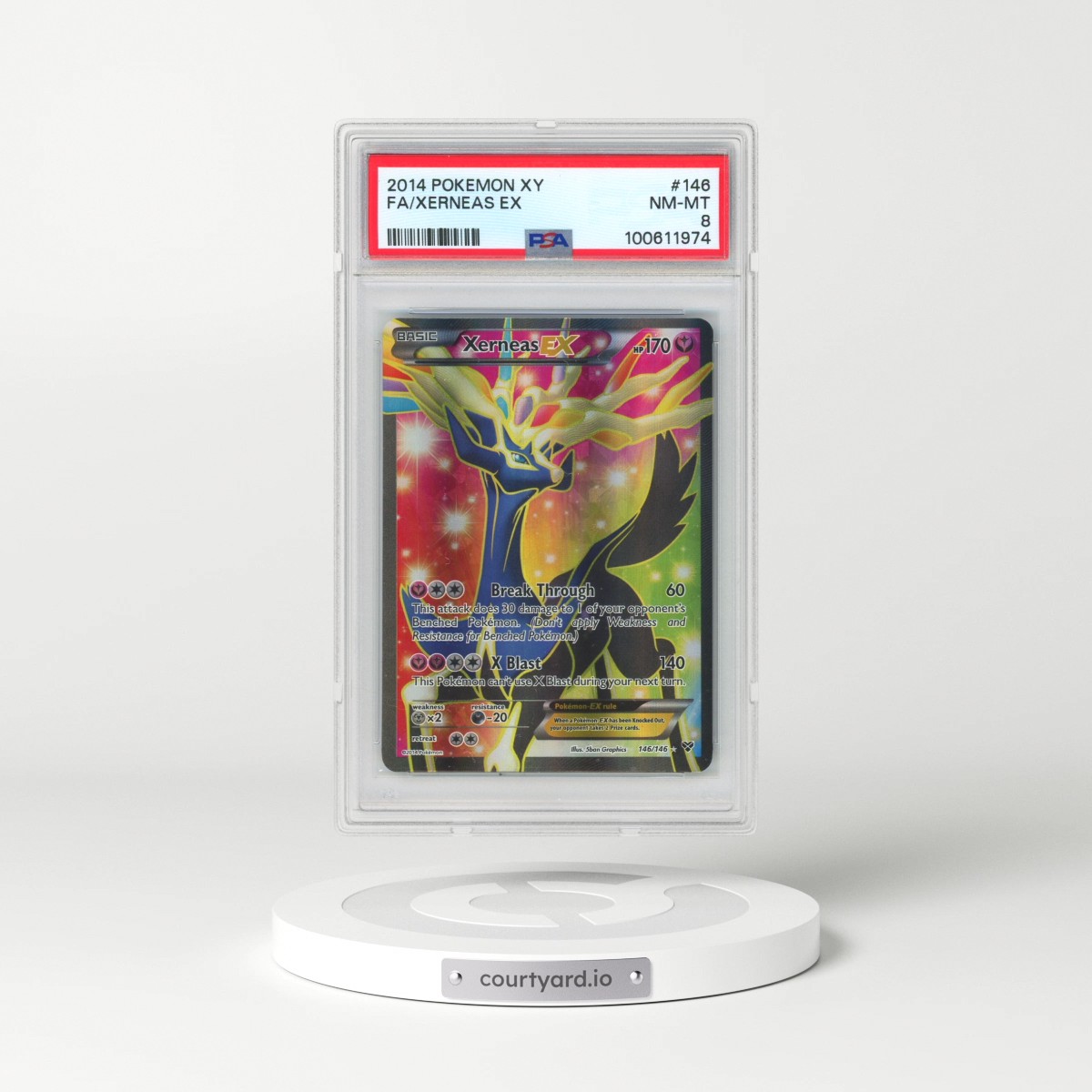 2014 Pokémon XY #146 Xerneas EX - Holo Full Art (PSA 8 NM-MT)