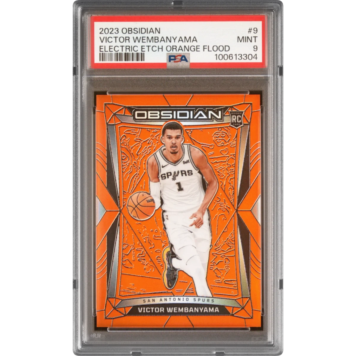 2023 Panini Obsidian #9 Victor Wembanyama - Electric Etch Orange Flood (PSA 9 MINT)