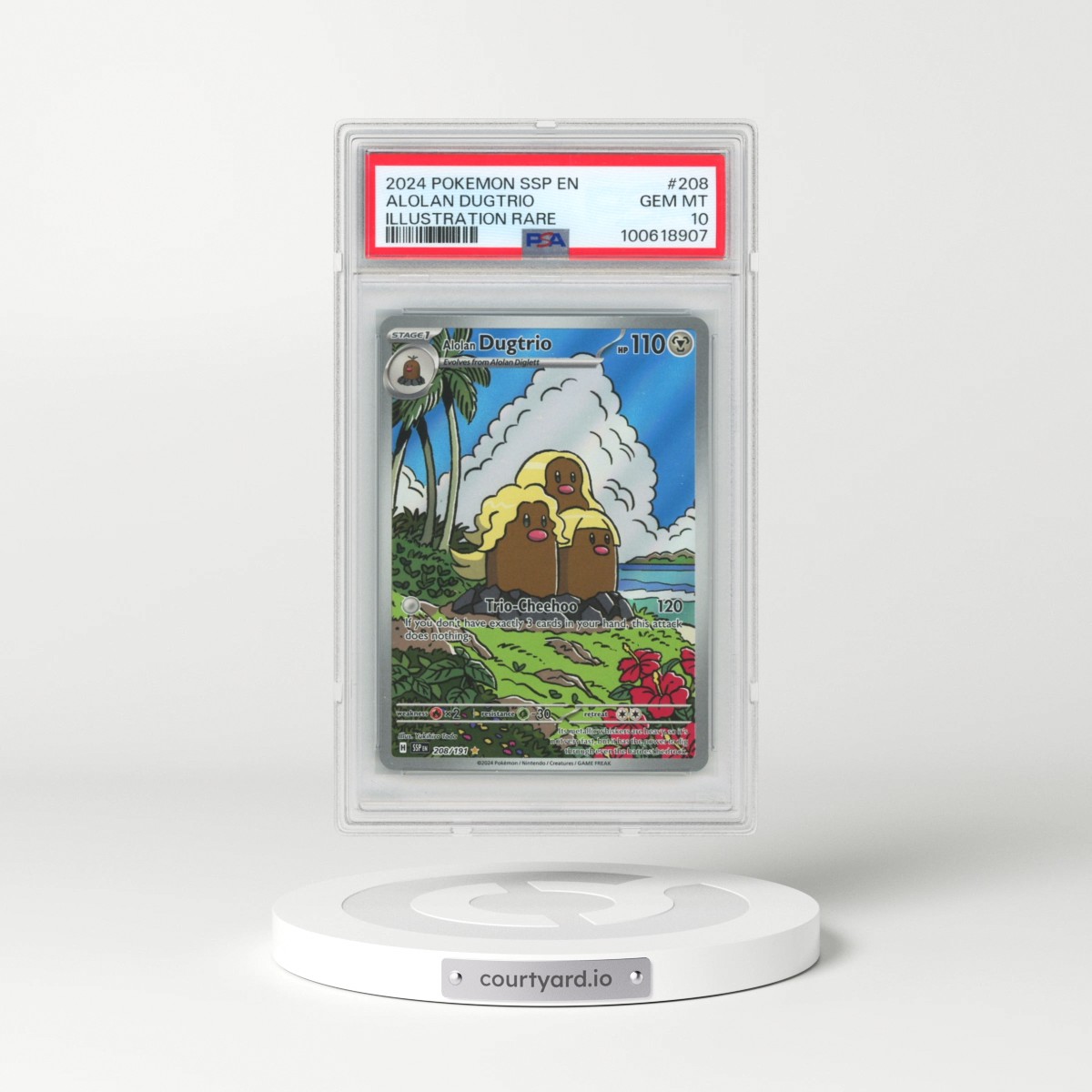 2024 Pokémon Ssp EN-Surging Sparks #208 Alolan Dugtrio - Illustration Rare (PSA 10 GEM MINT)