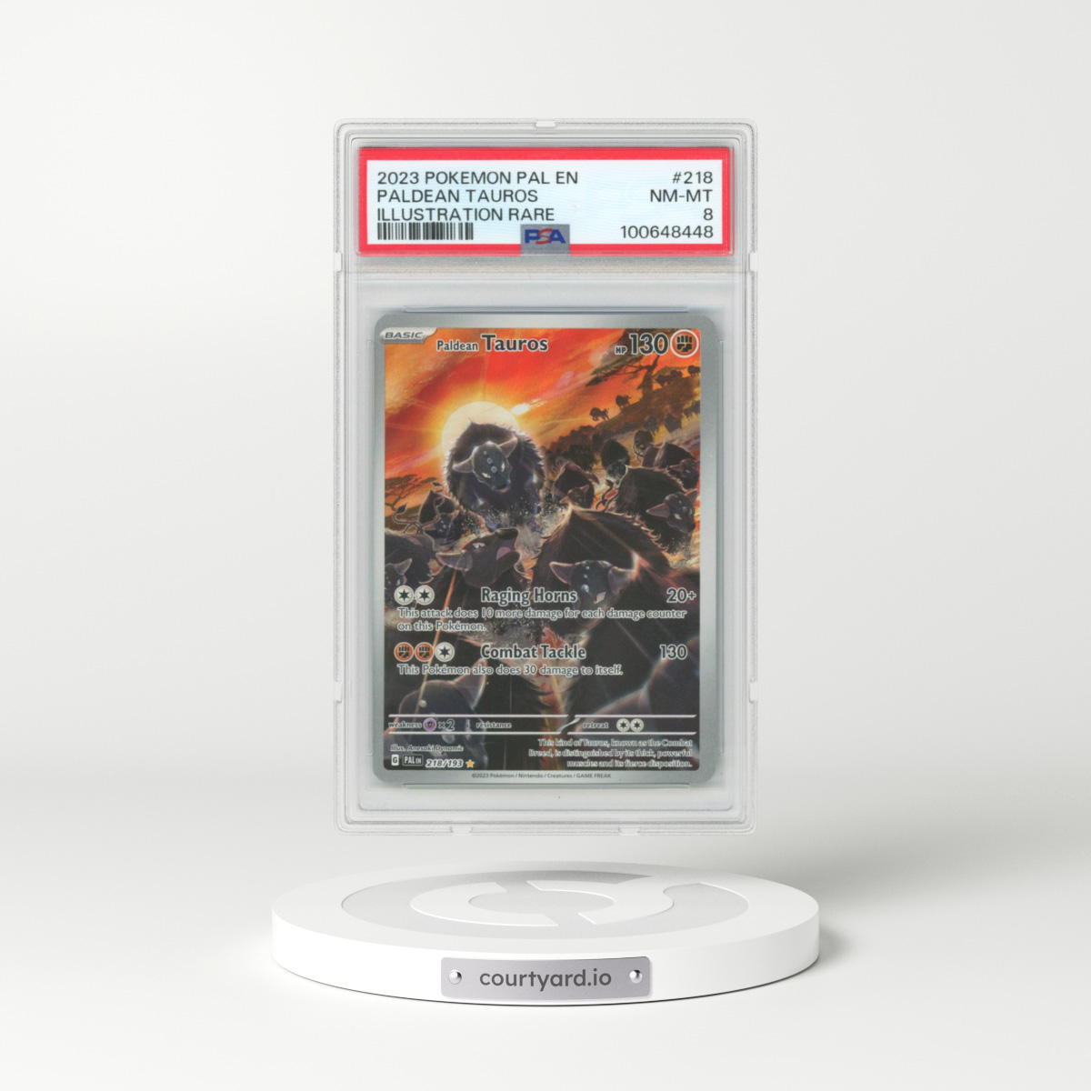 2023 Pokémon Pal EN-Paldea Evolved #218 Paldean Tauros - Illustration Rare (PSA 8 NM-MT)