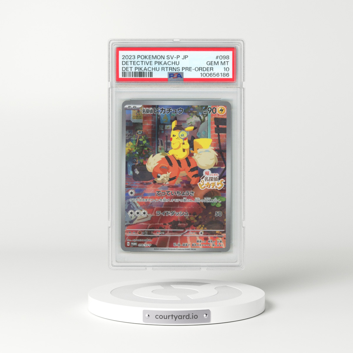 2023 Pokémon SV-P Promo #098 Detective Pikachu - Detective Pikachu Returns Pre-Order (PSA 10 GEM MINT)