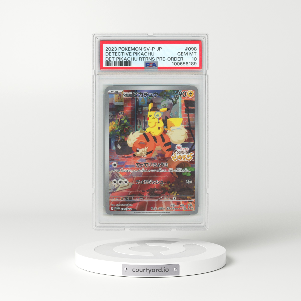 2023 Pokémon SV-P Promo #098 Detective Pikachu - Detective Pikachu Returns Pre-Order (PSA 10 GEM MINT)