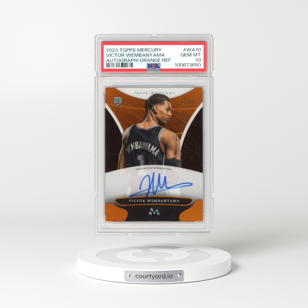 2023 Topps Mercury: Victor Wembanyama Autographs #WA10 Victor Wembanyama - Orange Refractor (PSA 10 GEM MINT)