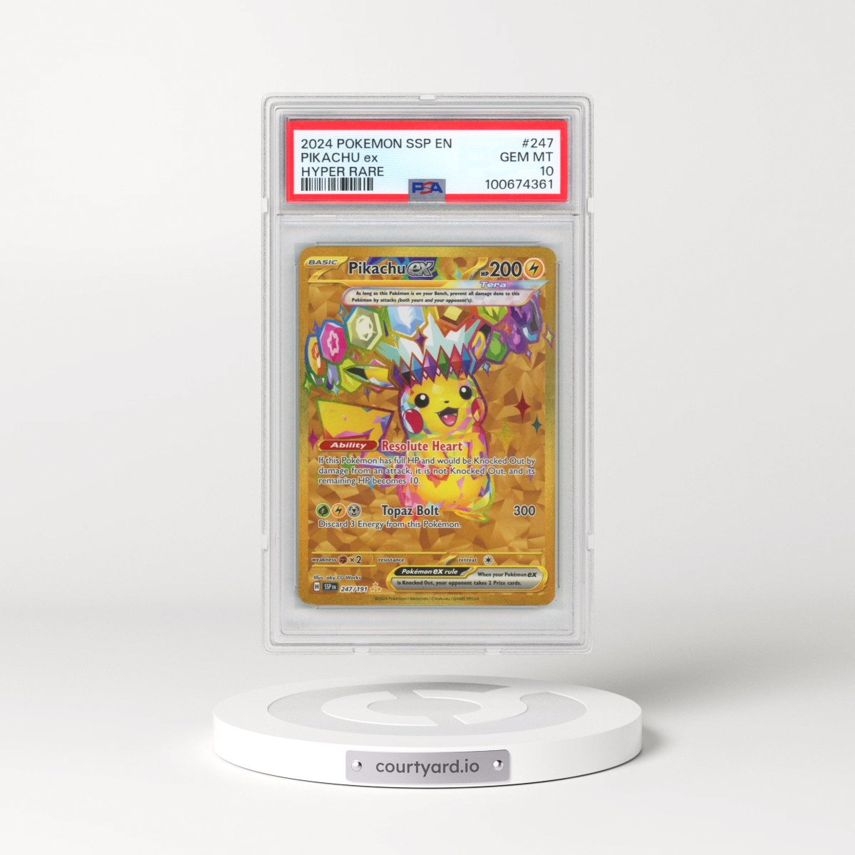 2024 Pokémon Ssp EN-Surging Sparks #247 Pikachu EX - Holo Hyper Rare (PSA 10 GEM MINT)