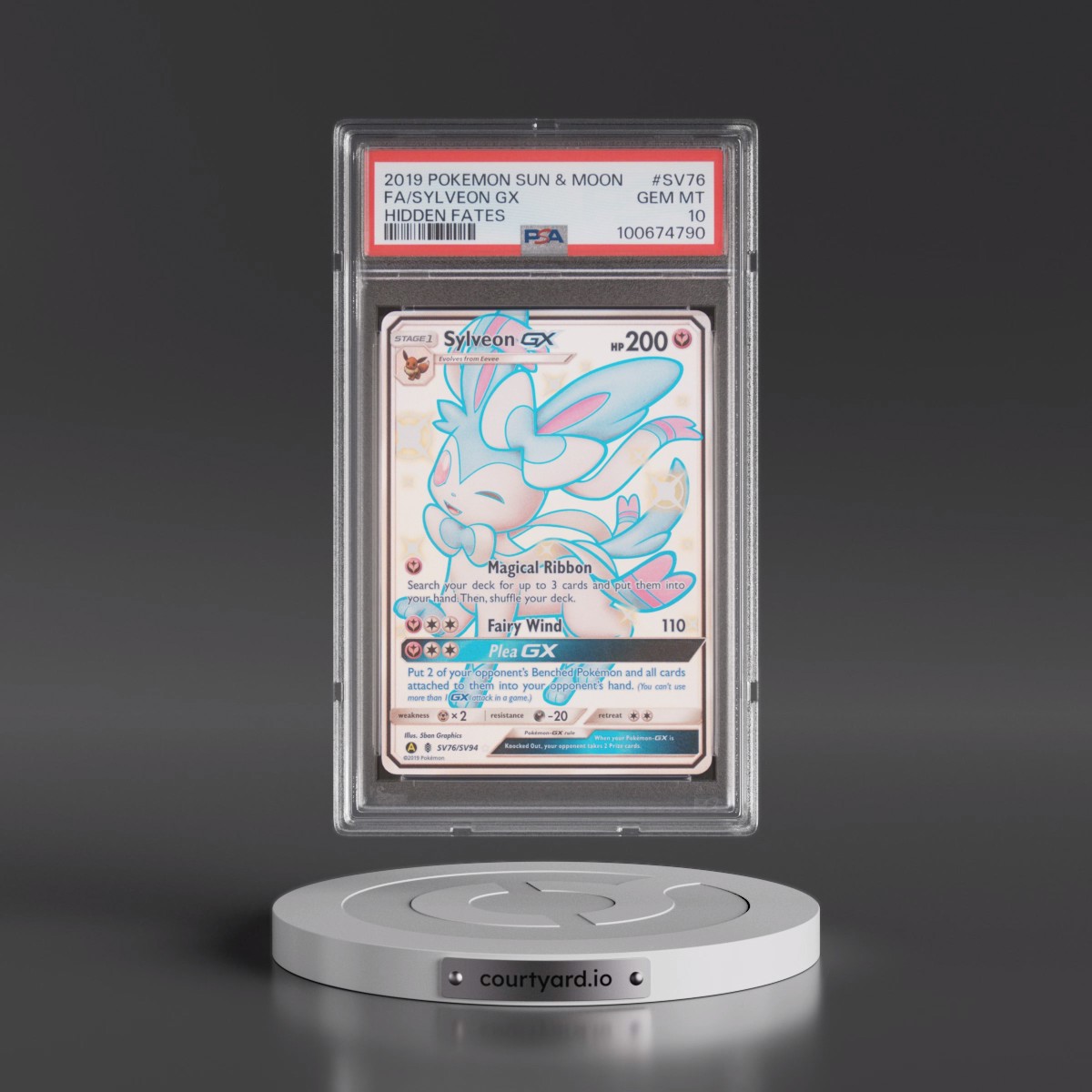 2019 Pokémon Sun & Moon Hidden Fates #SV76 Sylveon GX - Holo Full Art (PSA 10 GEM MINT)