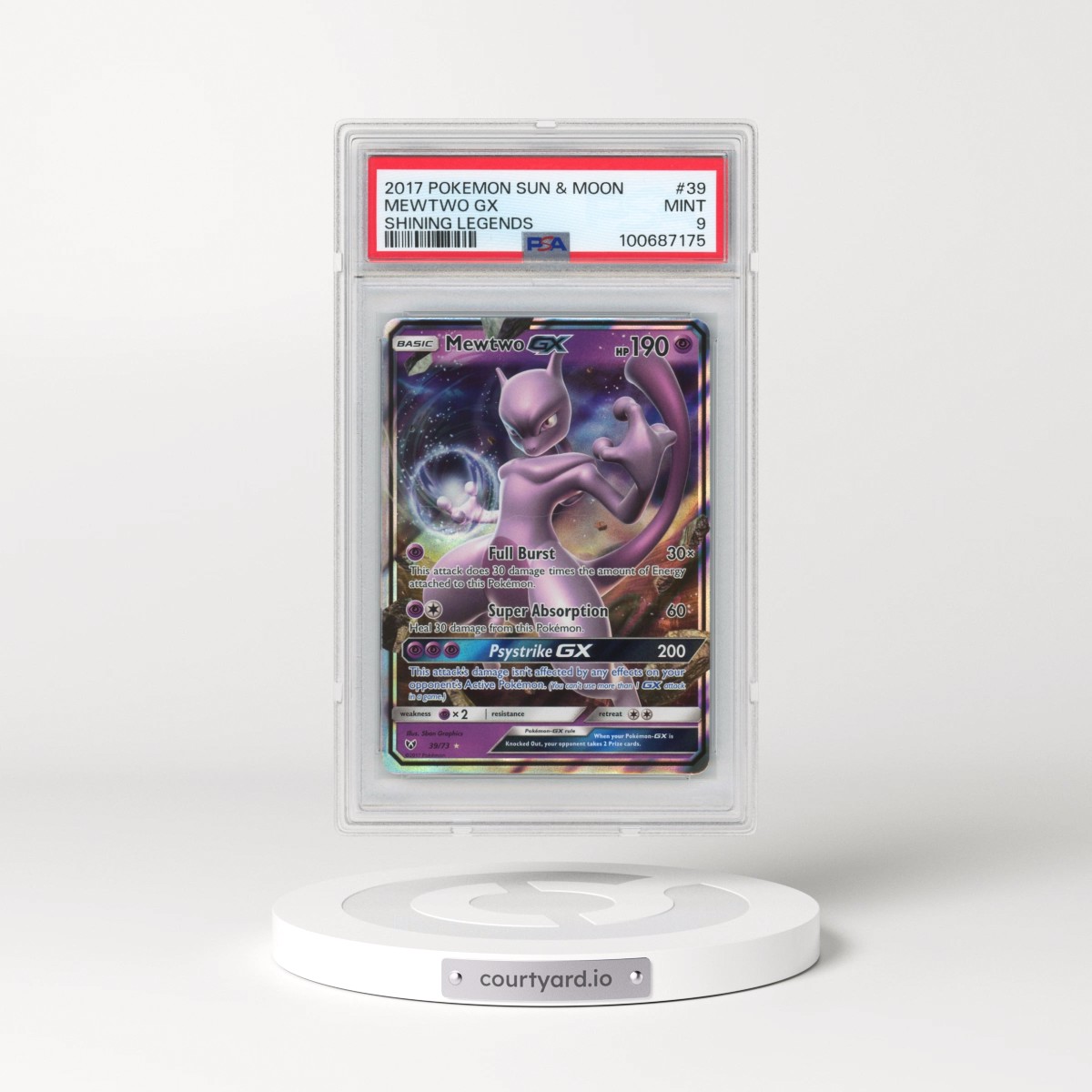 2017 Pokémon Sun & Moon Shining Legends #39 Mewtwo GX - Holo (PSA 9 MINT)