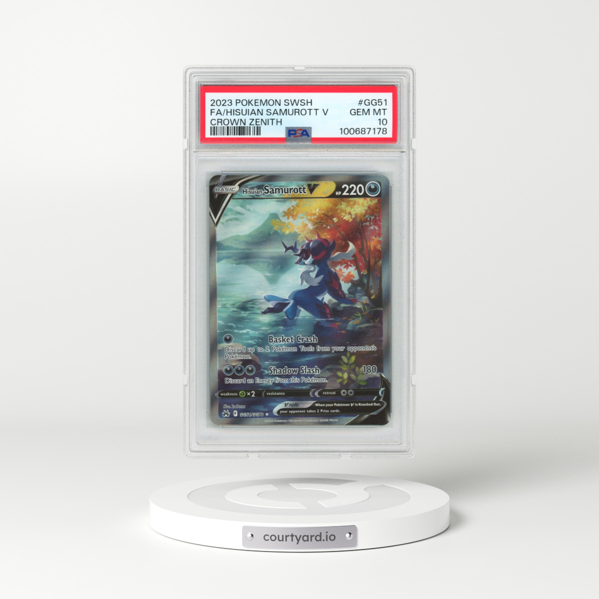2023 Pokémon Sword and Shield Crown Zenith #GG51 Hisuian Samurott V - Holo Full Art (PSA 10 GEM MINT)