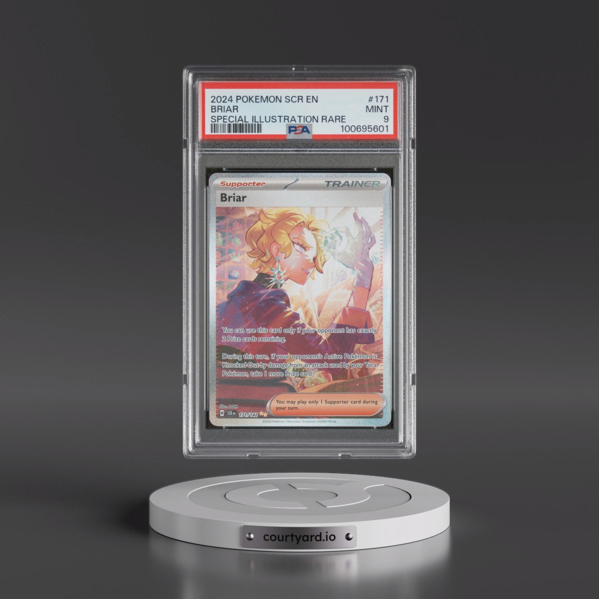 2024 Pokémon Scr EN-Stellar Crown #171 Briar - Special Illustration Rare (PSA 9 MINT)